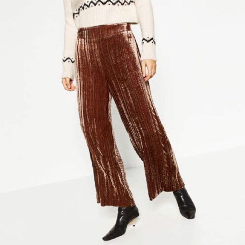 Zara Velvet Culottes / Lounge Pants - Mulberry